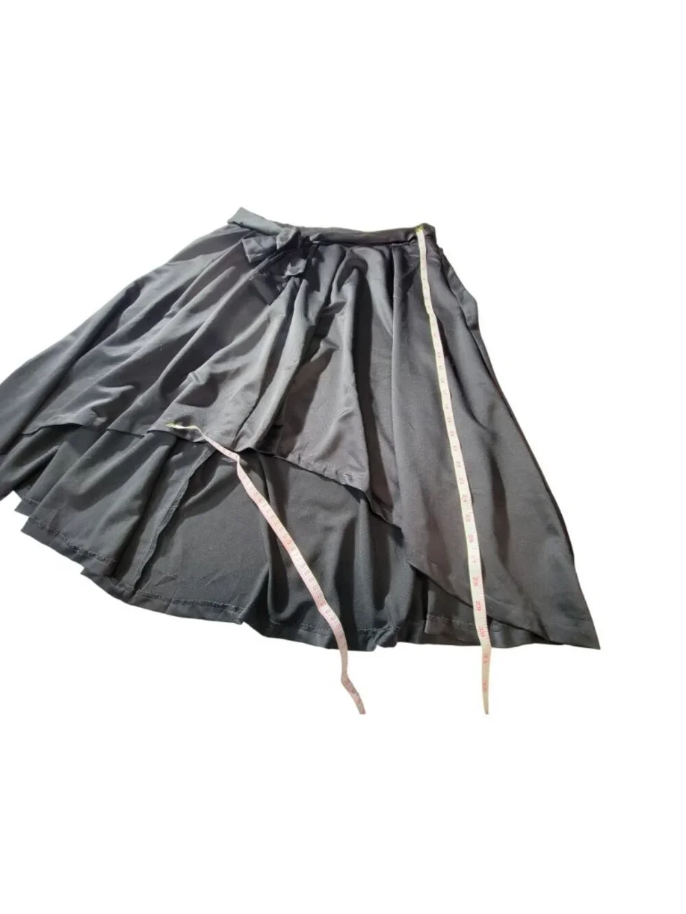 Elle Womens Black High-Low Maxi Skirt XL With Bow Tie Waistband  Lightweight